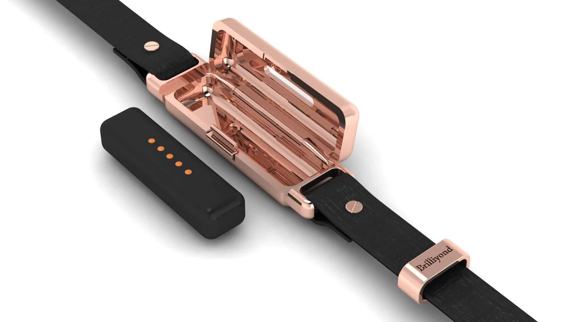 brilliyond smart fitbit bangle rose gold close look