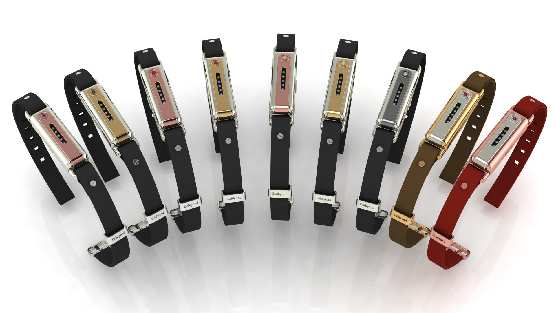 Brilliyond Smart Fitbit Bangle in different colours and designs.